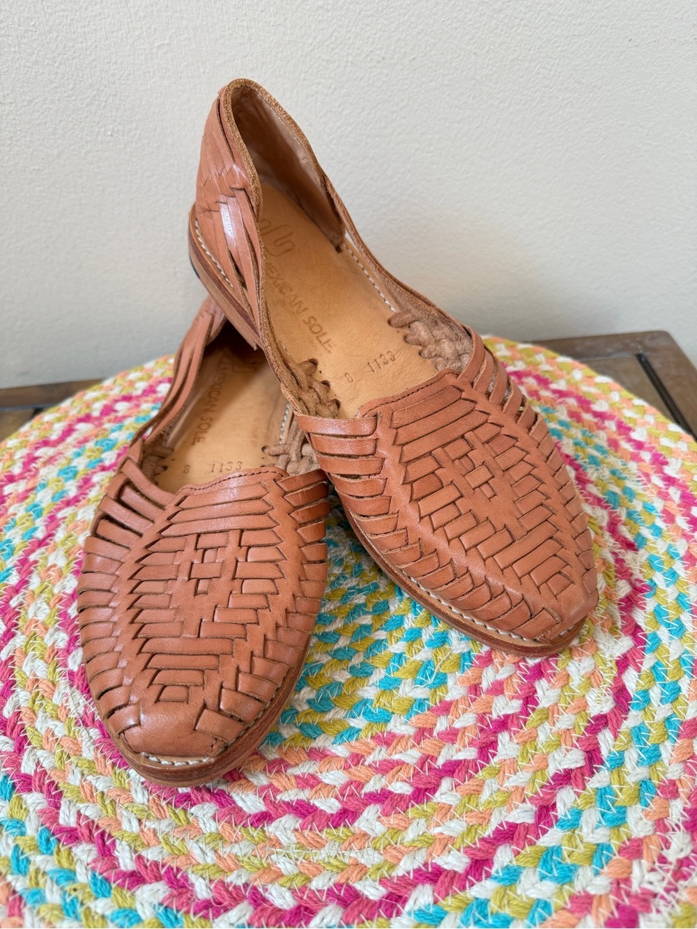 Mexican Sole Huarache Frida Premium Tan Sz 8